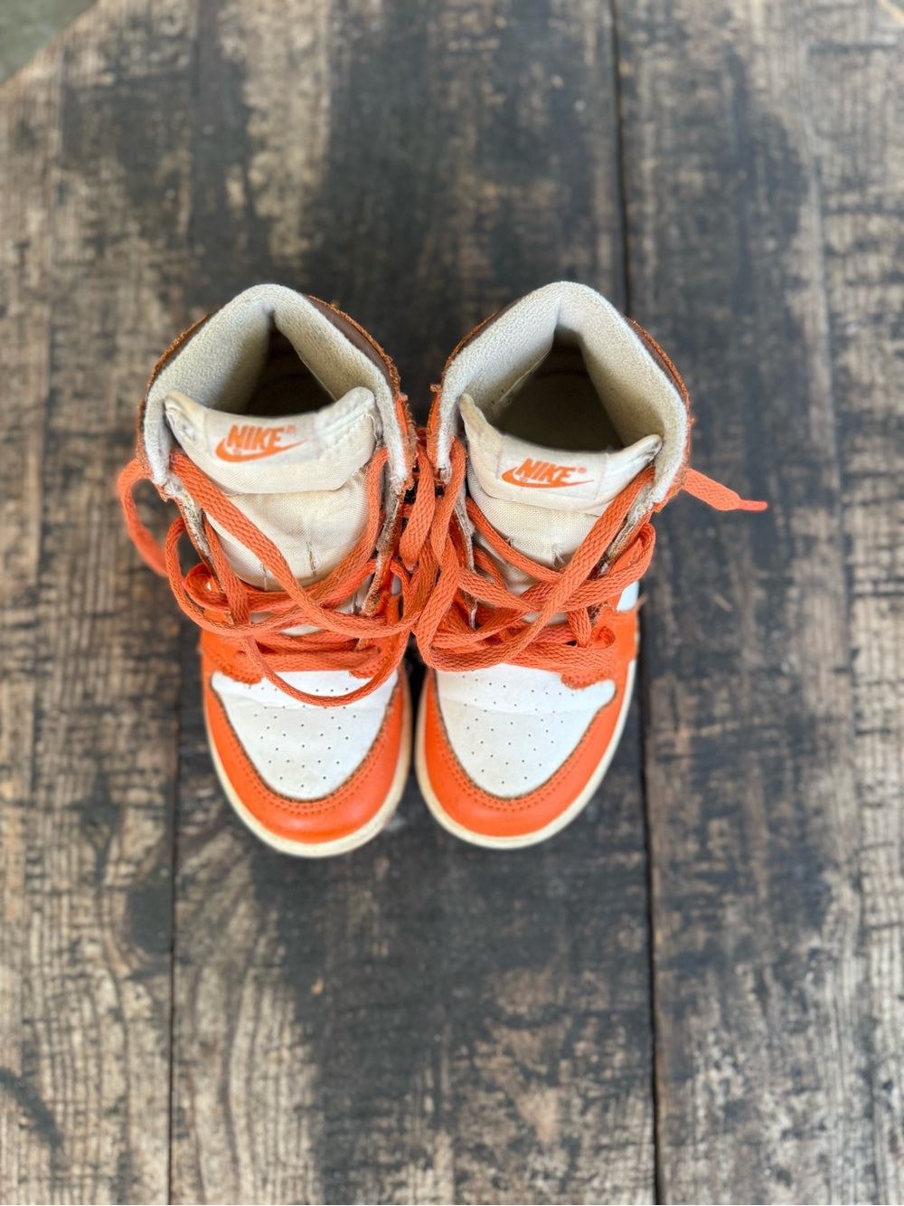 Nike Kids Orange and White High-Top Sneakers - Youth